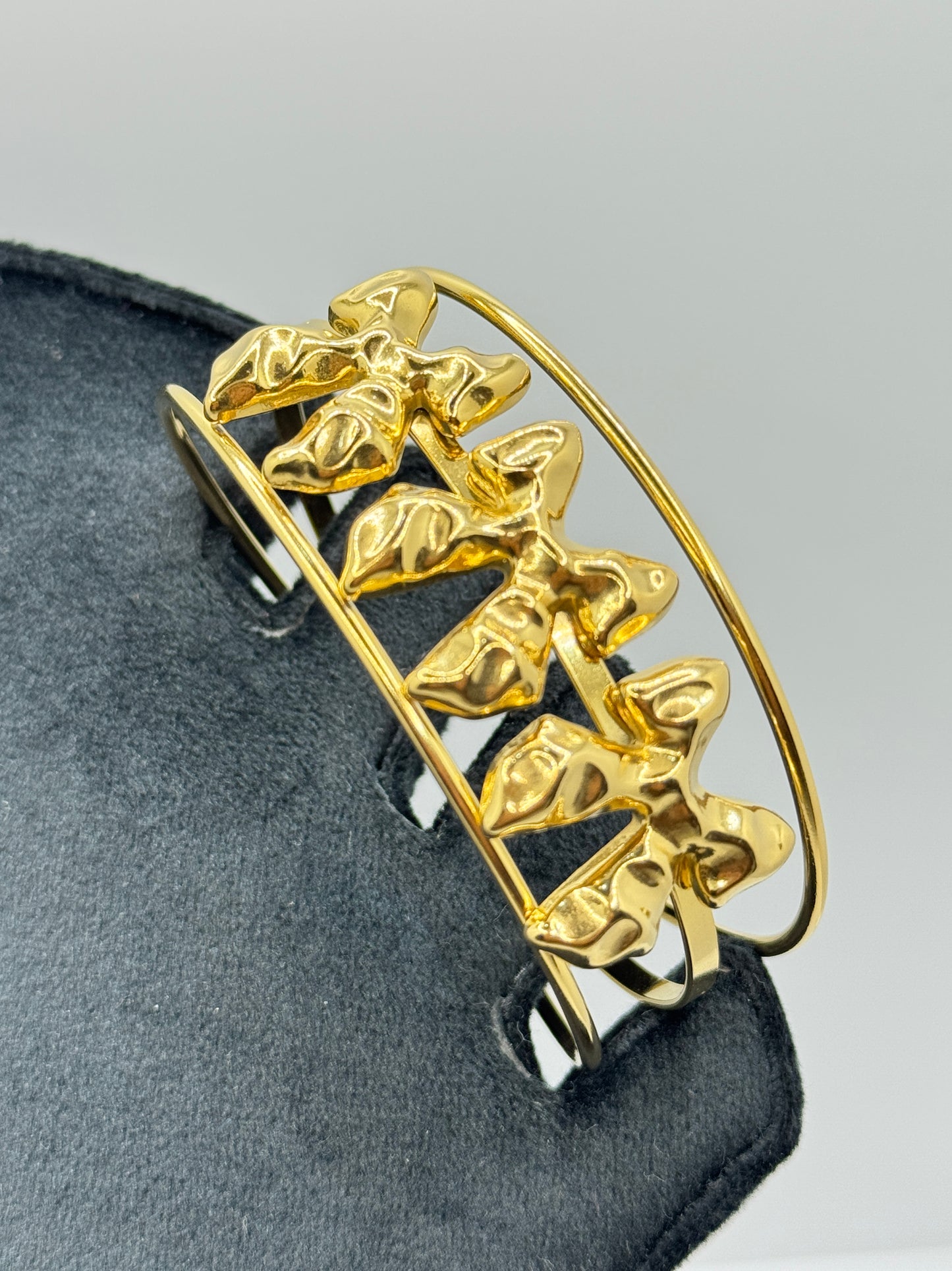 Gold-Tone Bow Design Cuff Bracelet