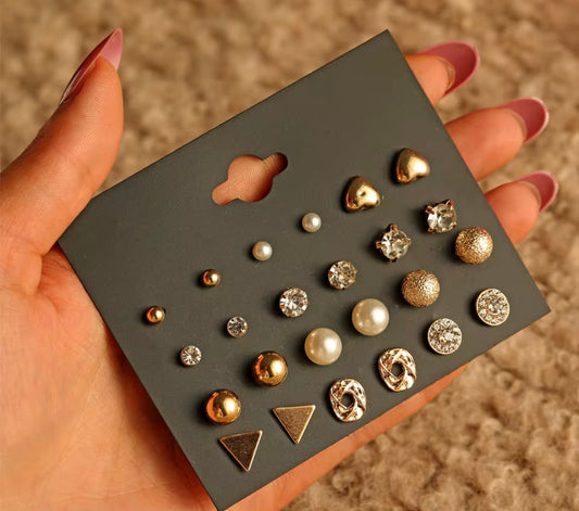 12 pair earrings set golden