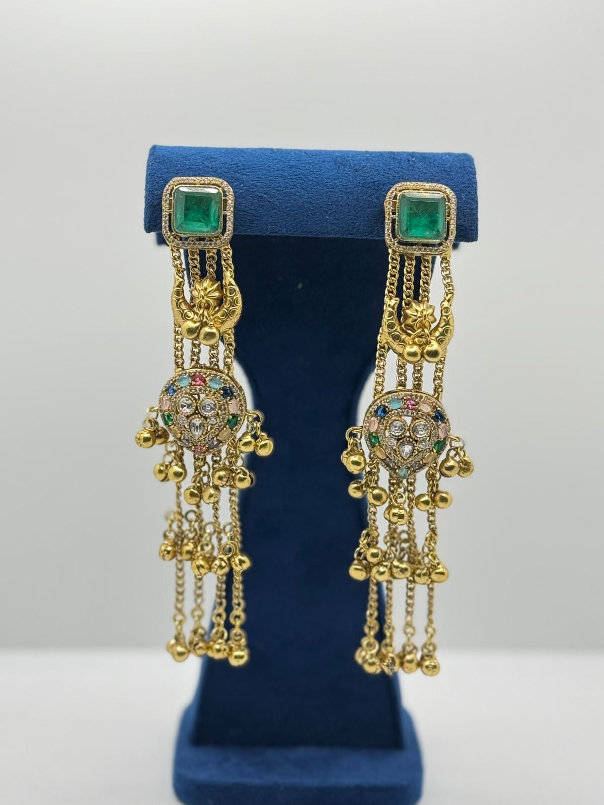 Traditional Gold-Plated Jhumkas with Stone