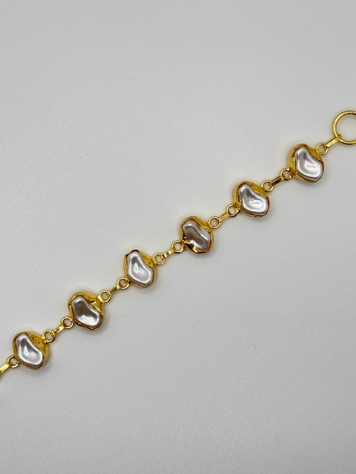 Gold Link Bracelet with Baroque Pearl Inlays