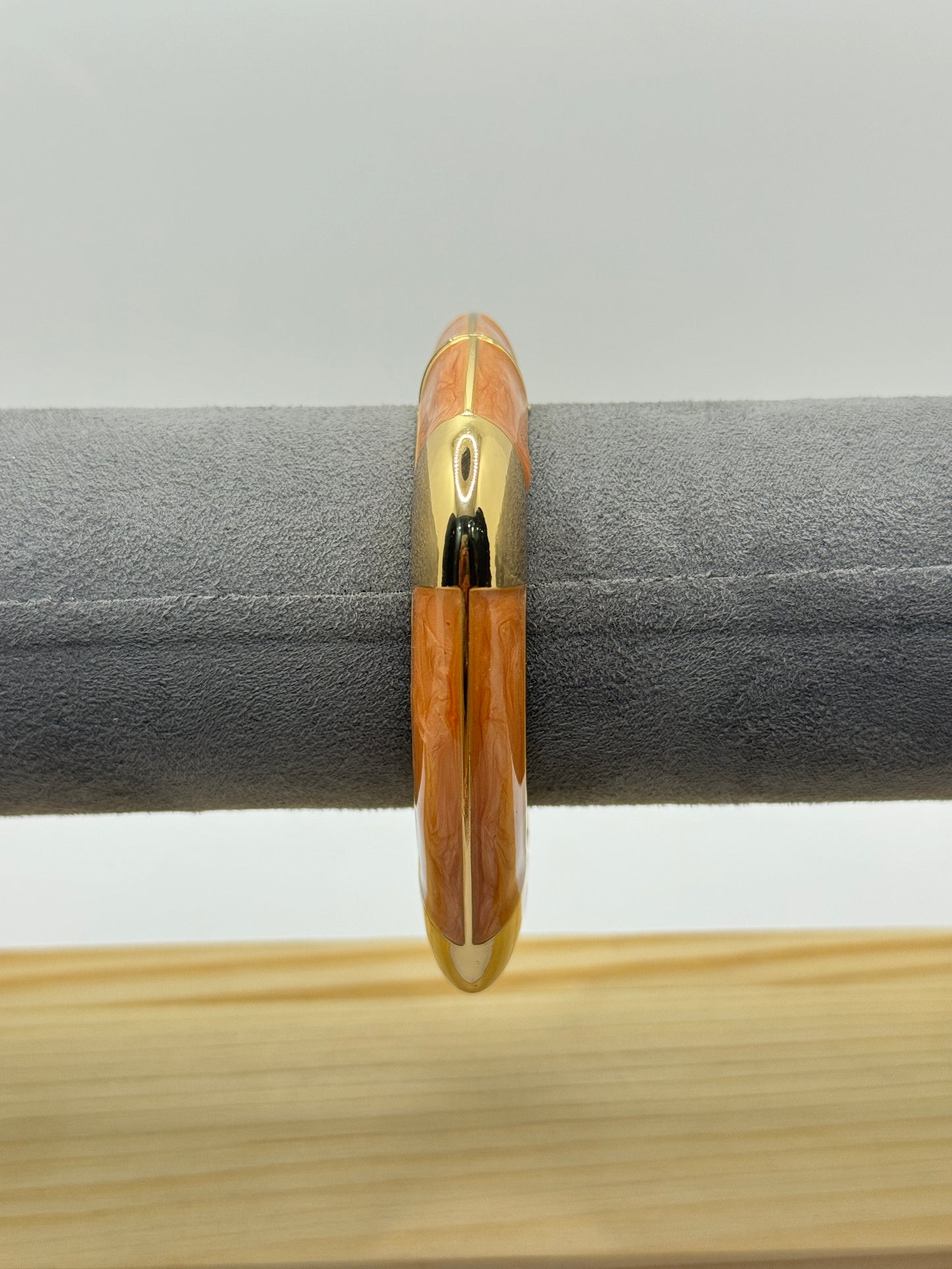 Peach and Gold Bangle with a Marble-like Finish