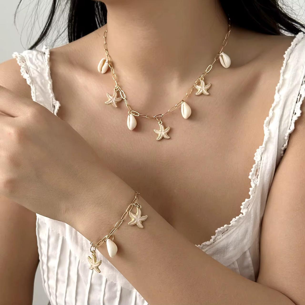 Bohemia natural neckalce bracelet earring set