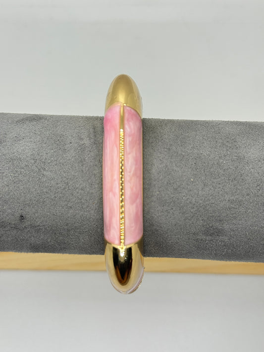 Pink and Gold Bangle with a Marble-like Finish