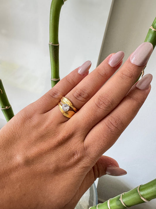 Solitaire Sparkle on Gold Anti Tarnish Ring
