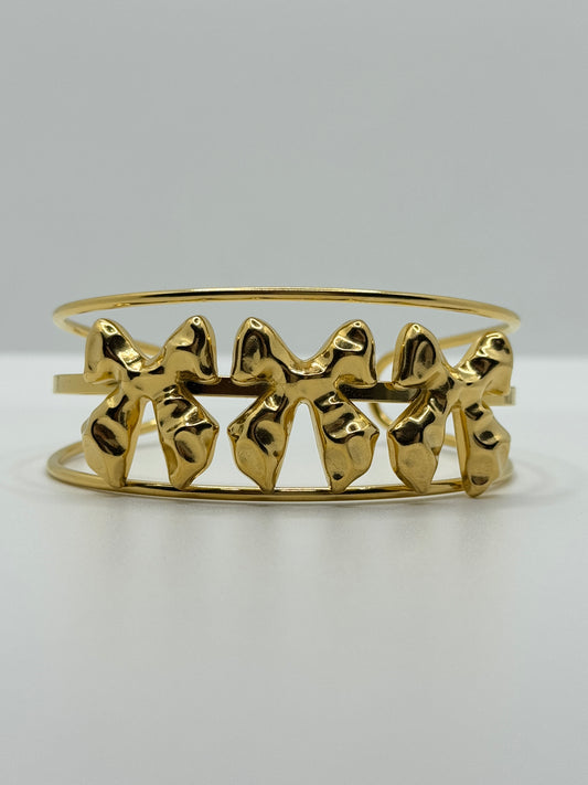 Gold-Tone Bow Design Cuff Bracelet