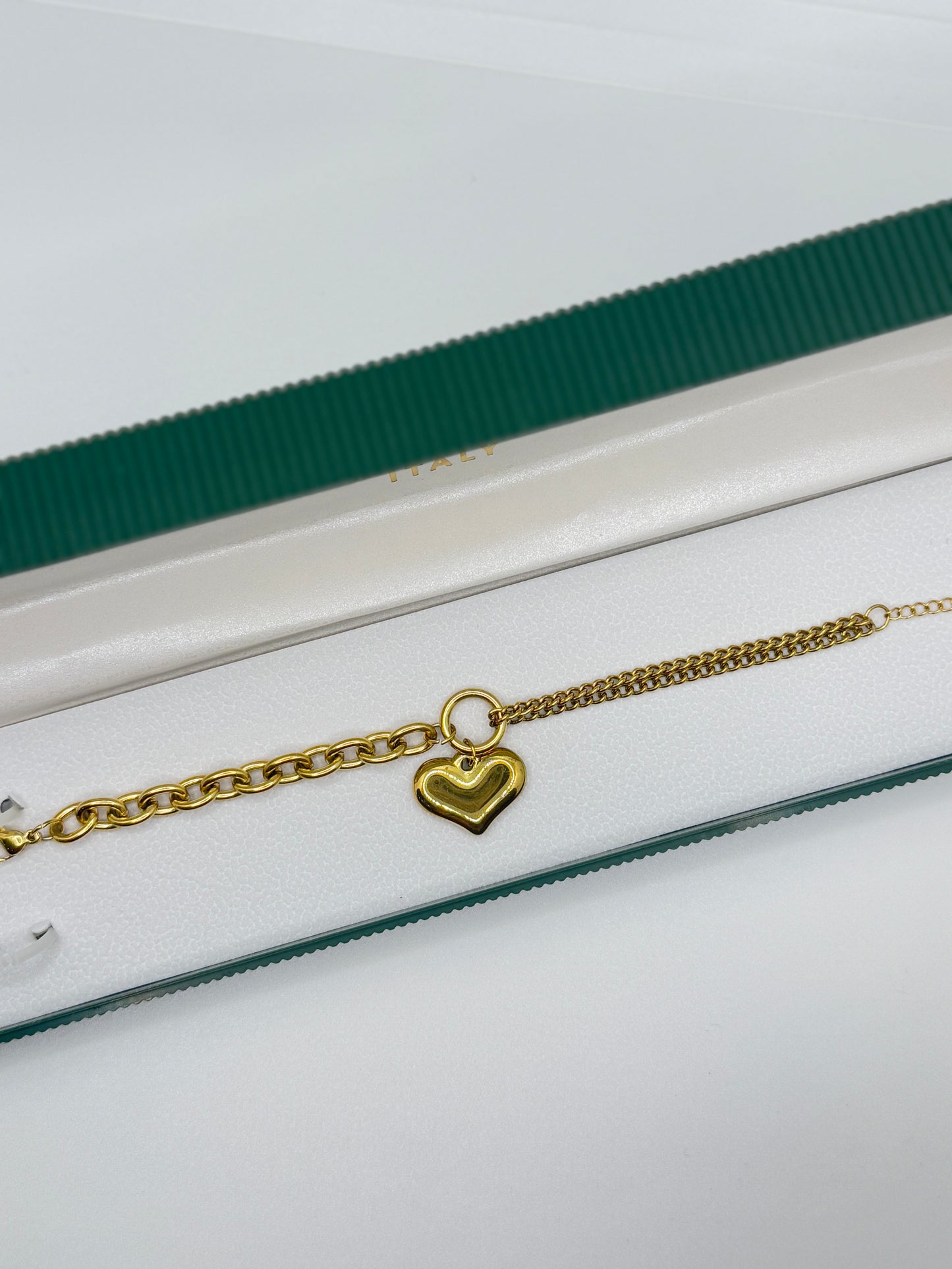 Gold Double Chain Heart Bracelet
