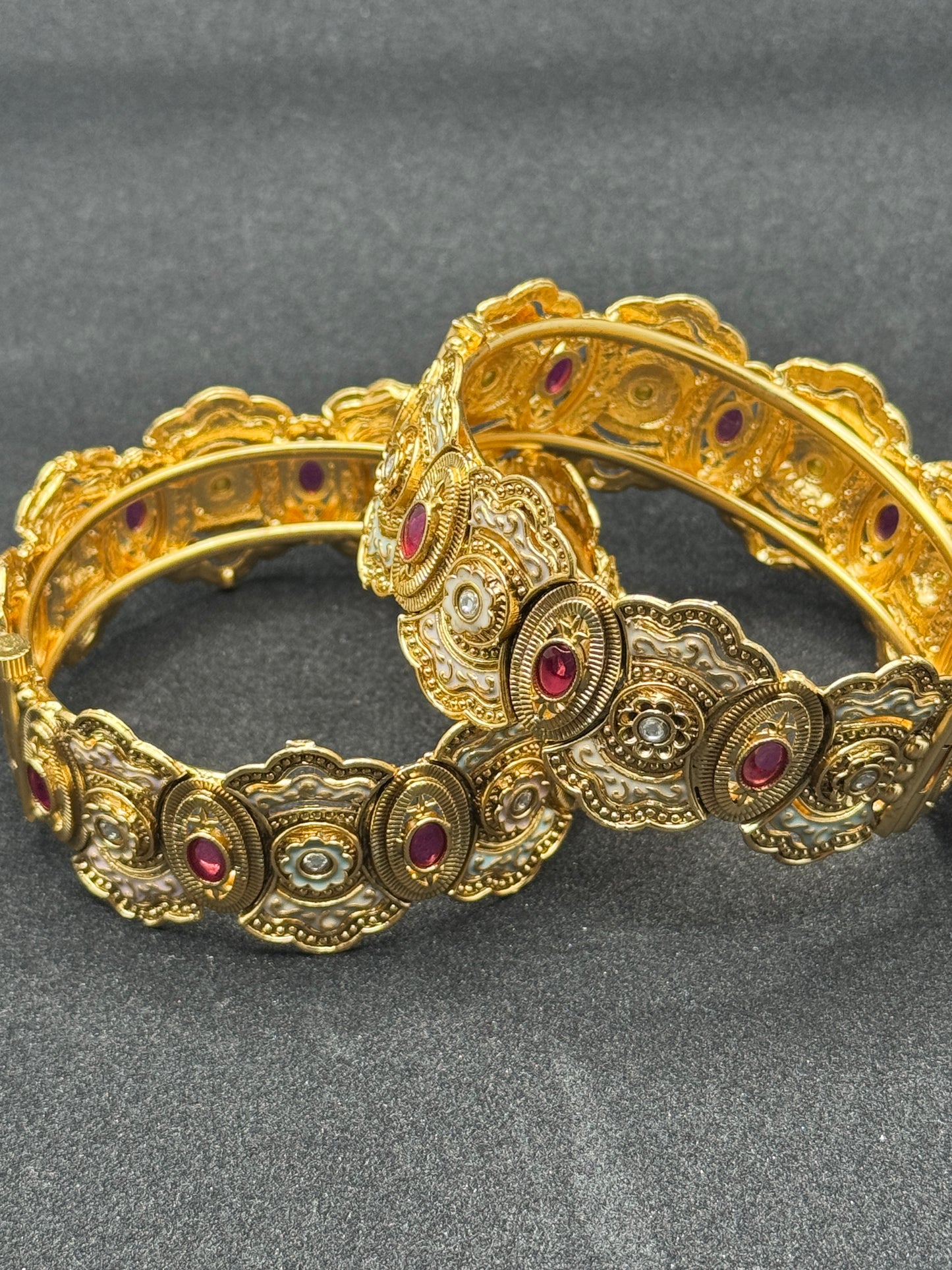 Traditional Gold-Plated Kada Set with Ashtalakshmi Design 2*6
