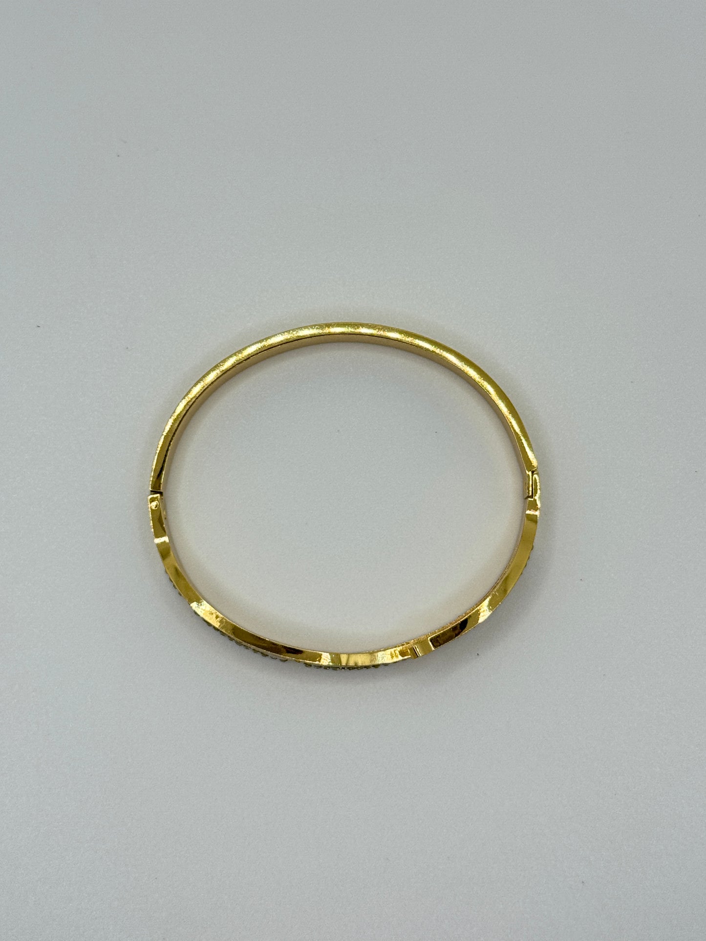 Modern Gold Bangle with Pave Crystals