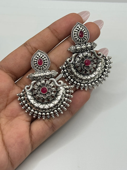 Meenakari silver earrings