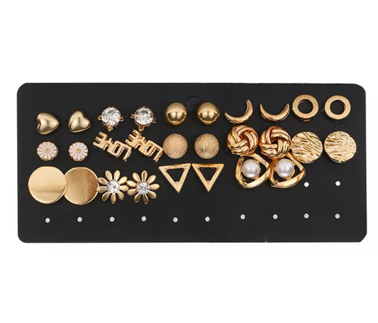 14 pair earrings set golden