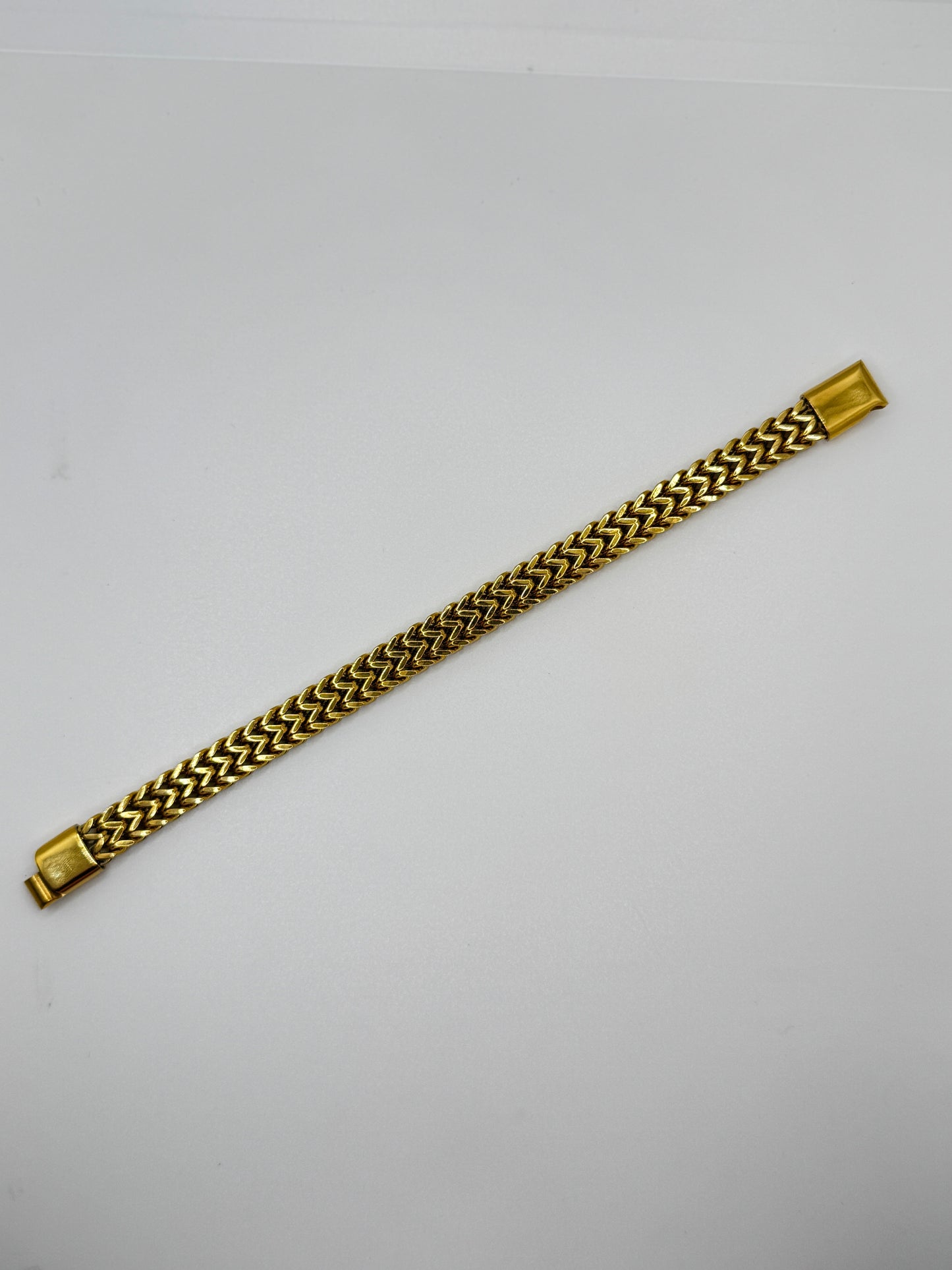 Men's Double Row Gold Herringbone Chain Bracelet