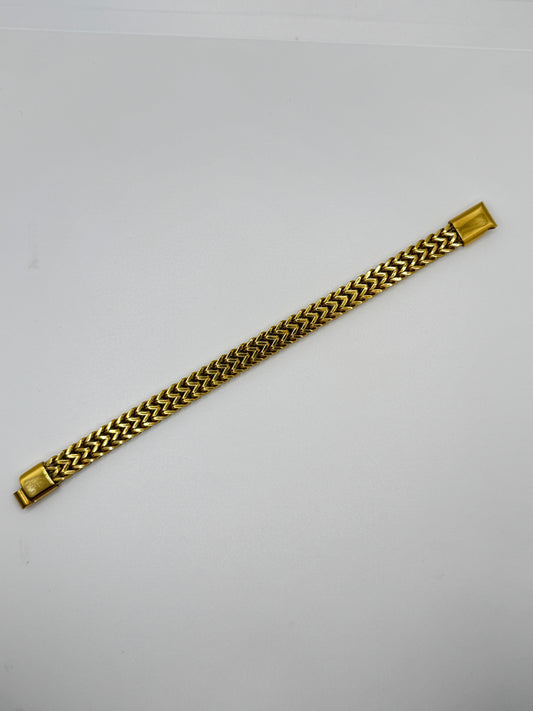 Men's Double Row Gold Herringbone Chain Bracelet