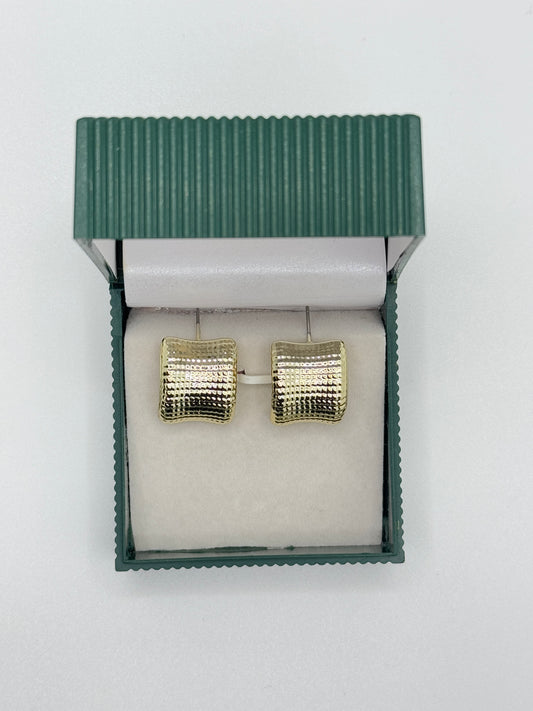 Gold Textured Rectangular Earrings in Gift Box