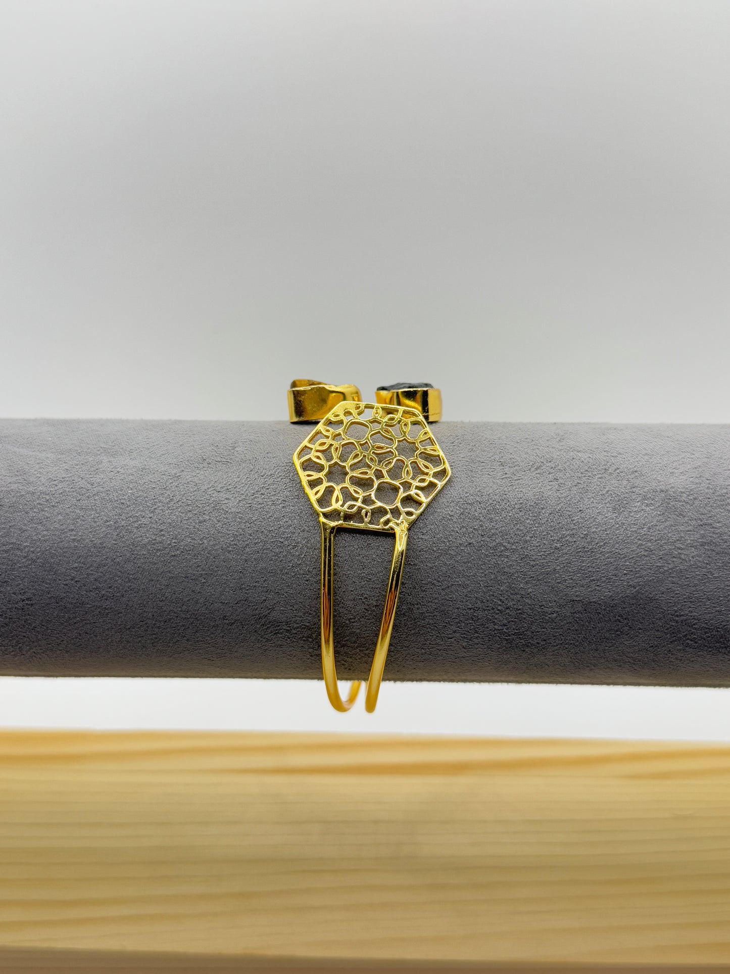 Dual Aura Stone Hex Cuff Bracelet