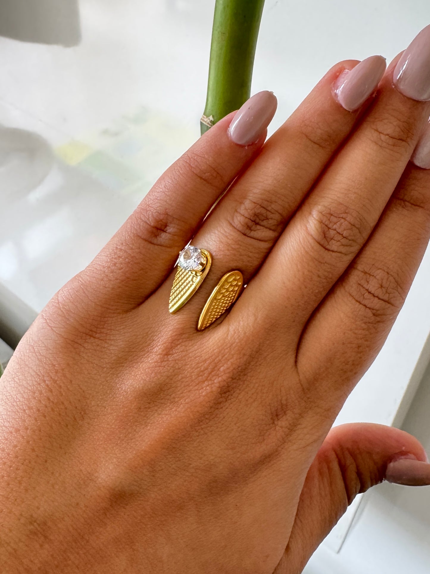 Solitaire Sparkle on Gold Anti Tarnish Ring