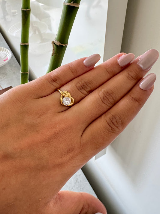 Solitaire Sparkle on Gold Anti Tarnish Ring