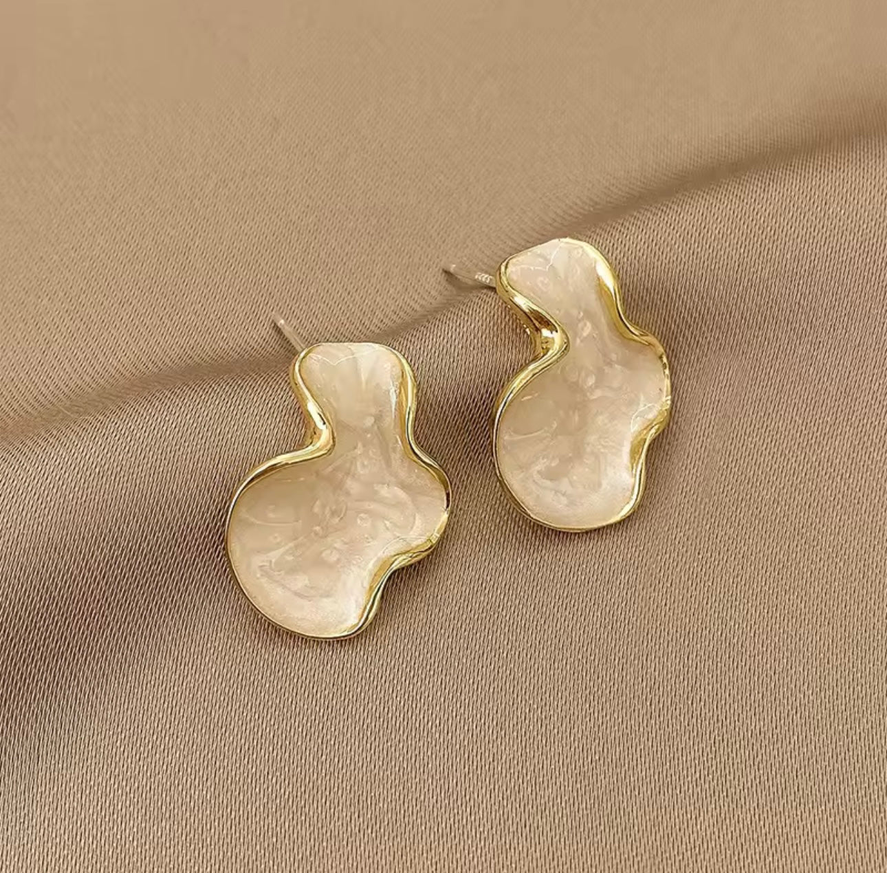 Abstract White Stud Earrings