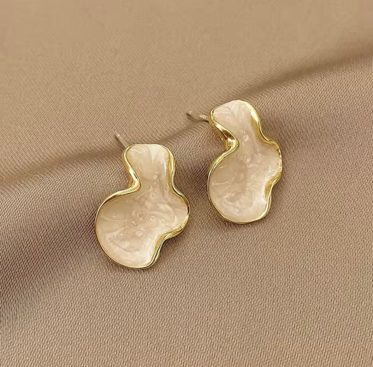 Abstract White Stud Earrings