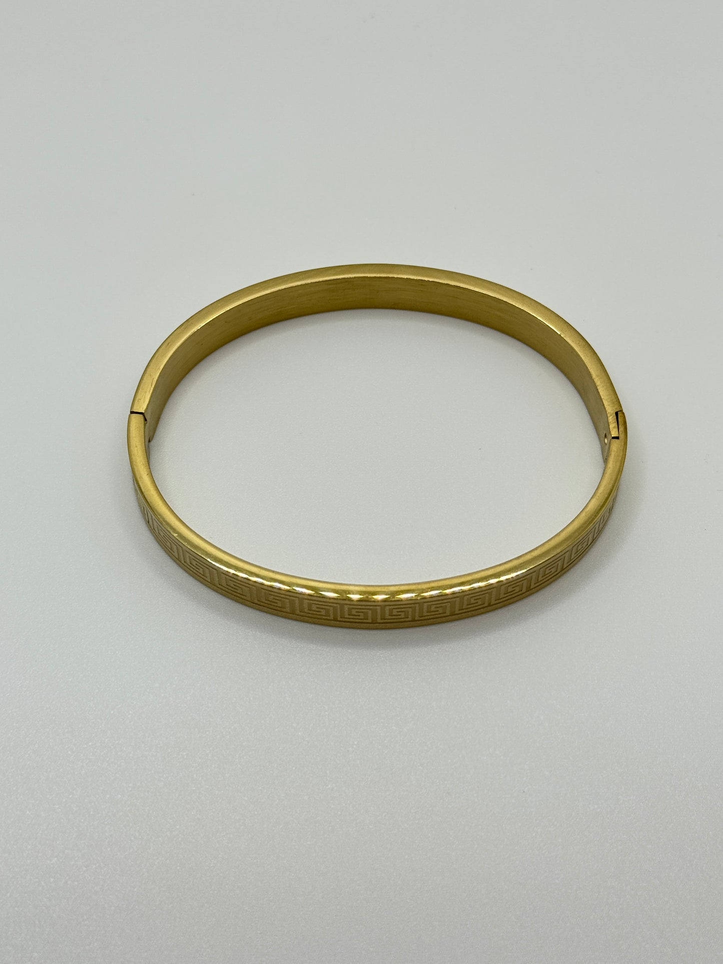 Men's Polished Gold Greek Key Bangle
