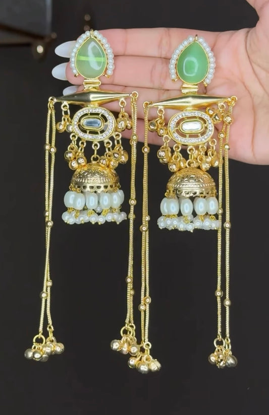 Kashmiri earrings in pista green color