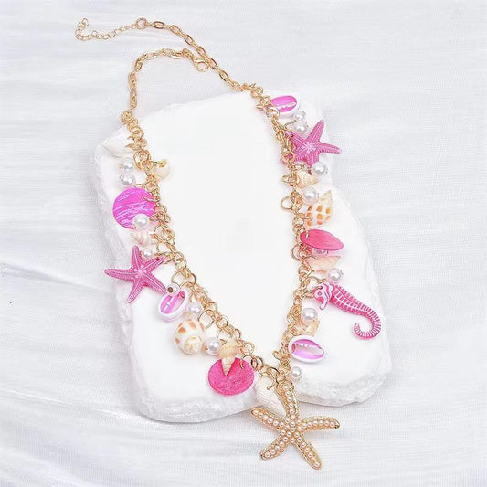 Pear starfish conch necklace