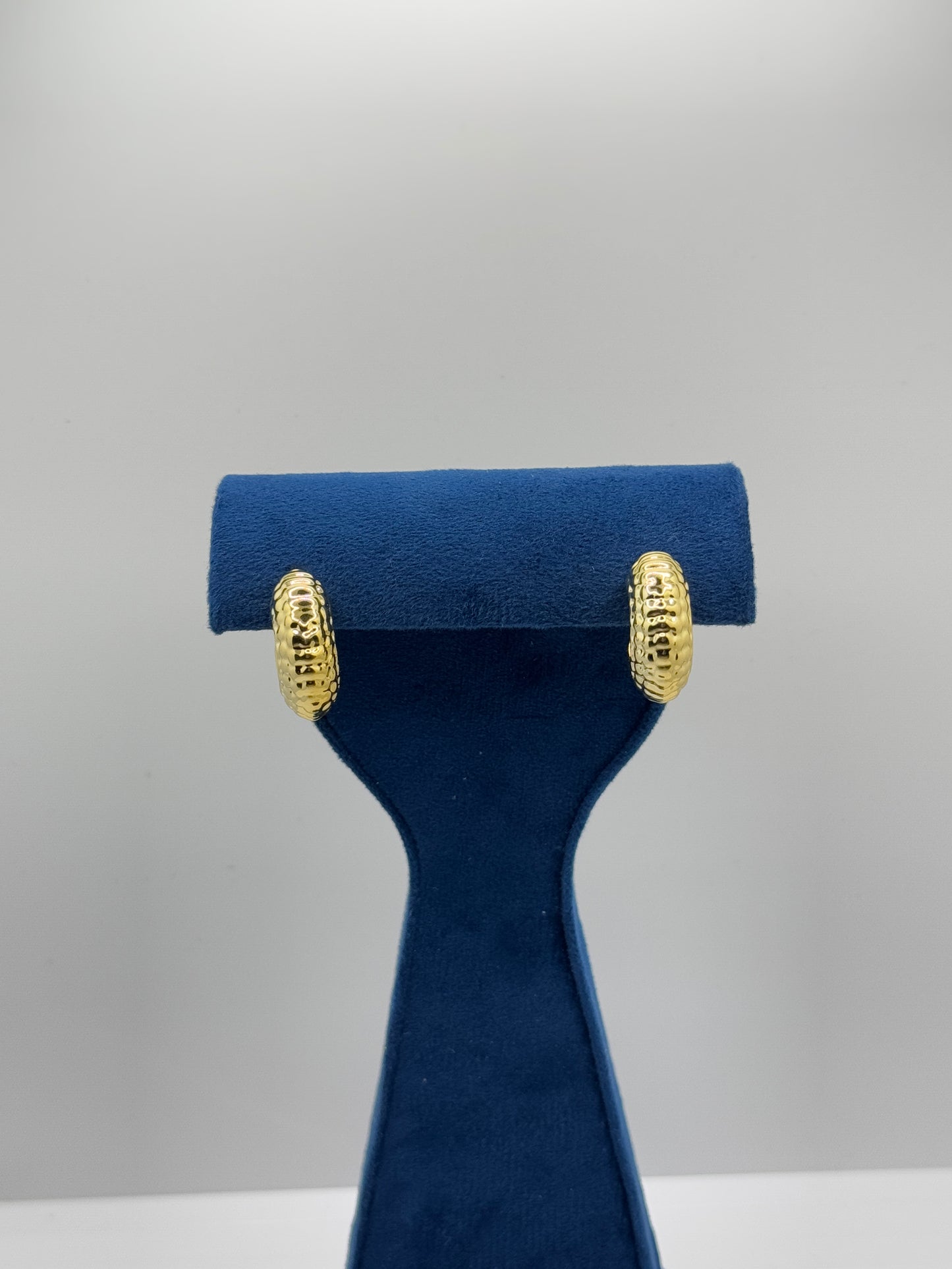 Gold Tone Textured Hoop Earrings
