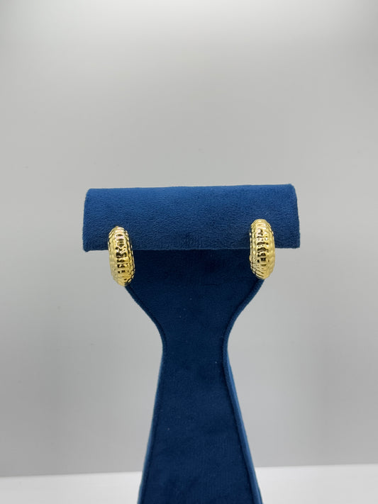Gold Tone Textured Hoop Earrings