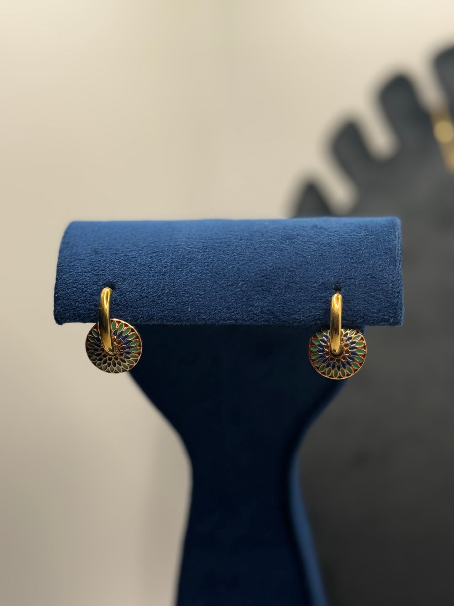 Ornate Gold Medallion Pendant Necklace and Matching Hoop Earrings Set