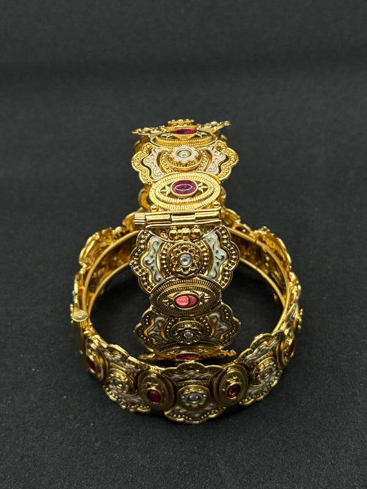 Traditional Gold-Plated Kada Set with Ashtalakshmi Design 2*6