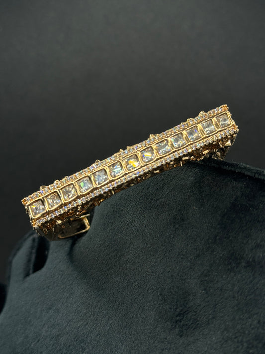 Ornate Gold Plated Cubic Zirconia Bangle