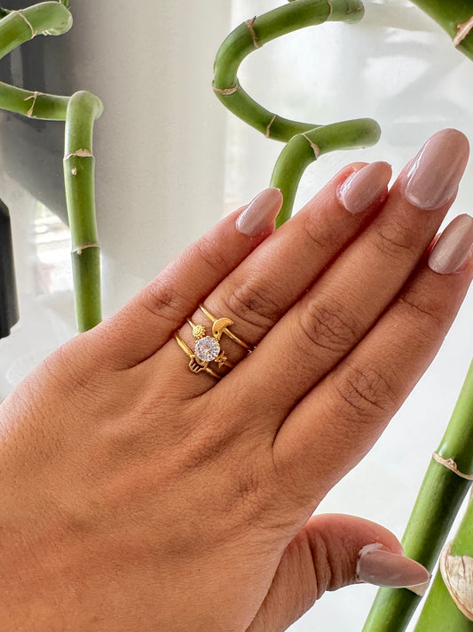 Solitaire Sparkle on Gold Anti Tarnish Ring
