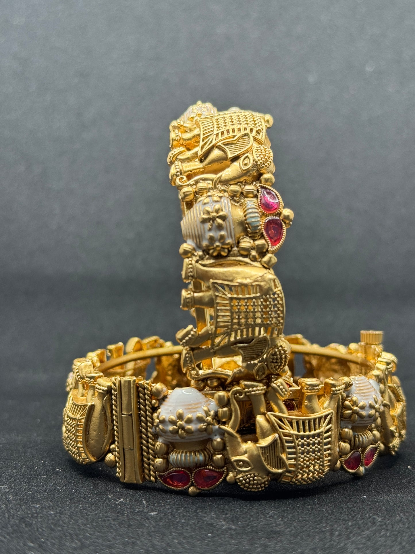 Antique Gold Elephant Design Bangles 2*6