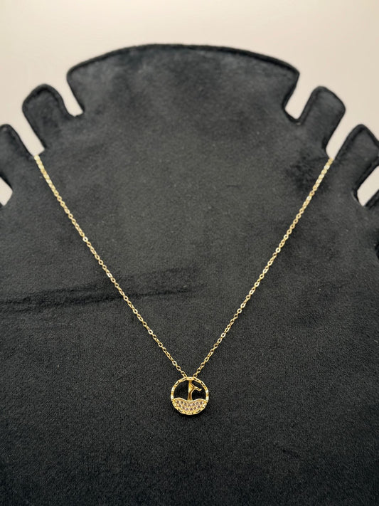 Gold Sailing Boat Necklace with Zirconia