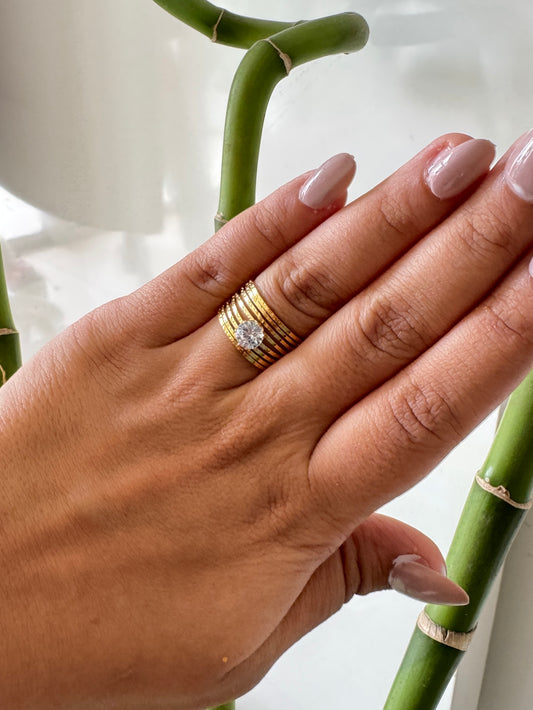 Solitaire Sparkle on Gold Anti Tarnish Ring