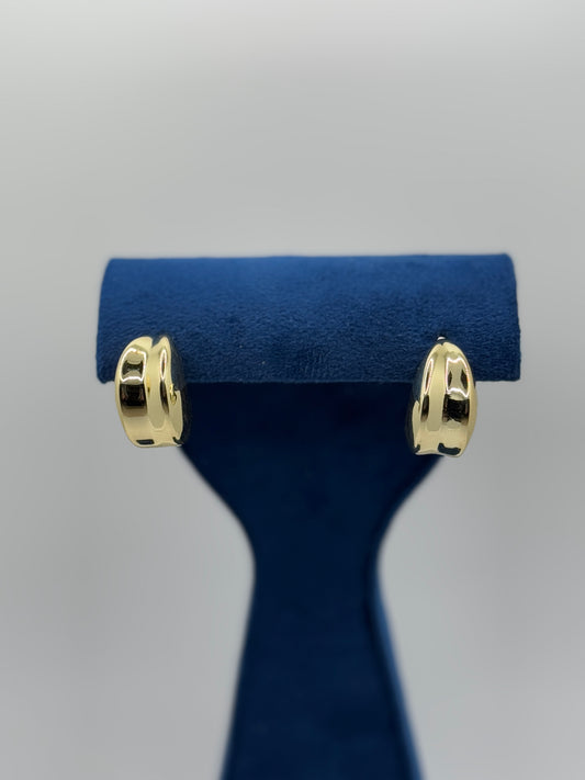 Gold Tone Wide Smooth Hoop Earrings