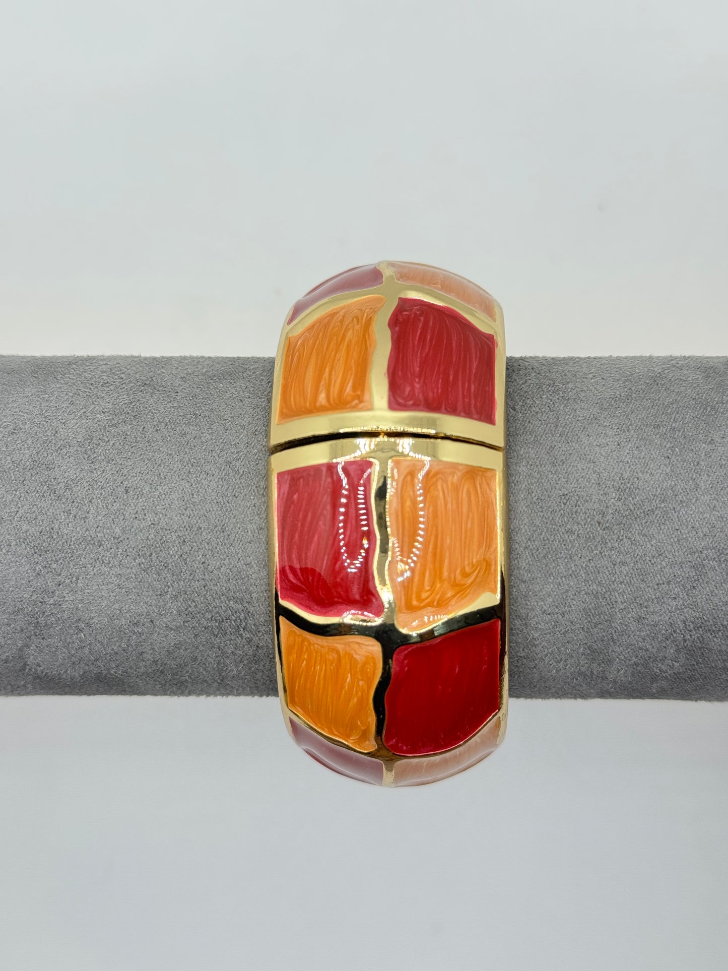 Bangle with Red and Orange Rectangular Sections