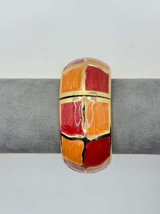 Bangle with Red and Orange Rectangular Sections