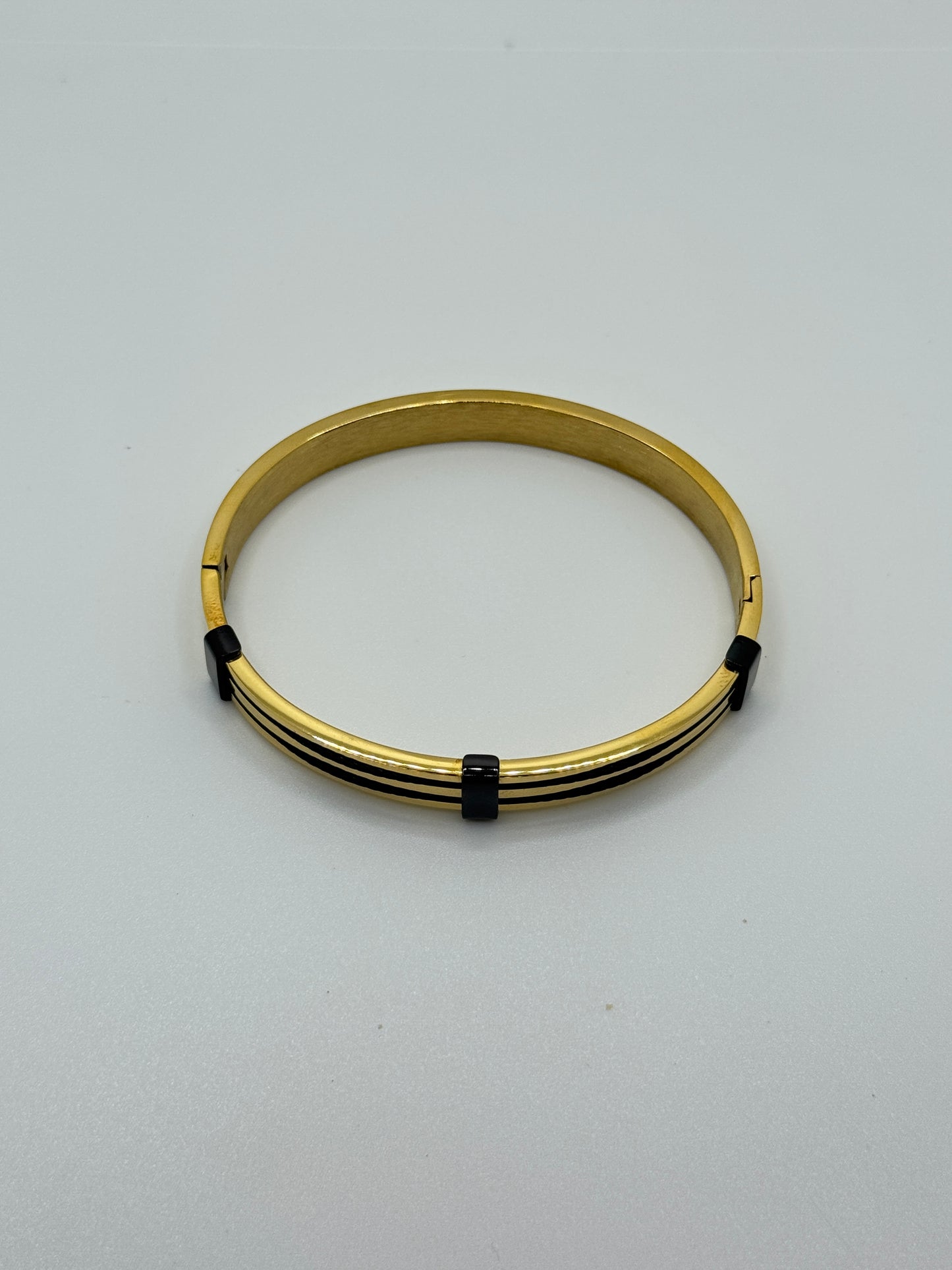 Gold and Black Striped Men Bracelet