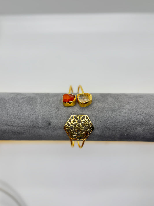Dual Aura Stone Hex Cuff Bracelet