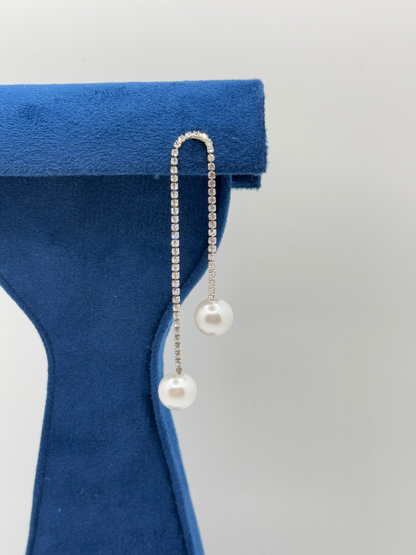 Dazzling Pearl and Diamond Chain Earrings