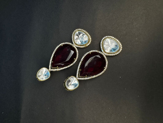 Polki and moissanite drop earring