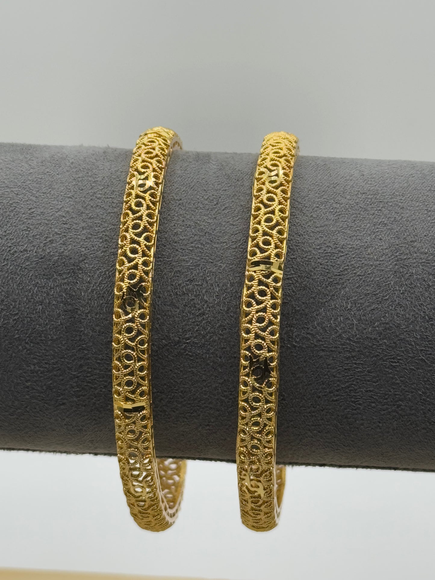 Gold Plated Filigree Bangle Bracelets (Pair)