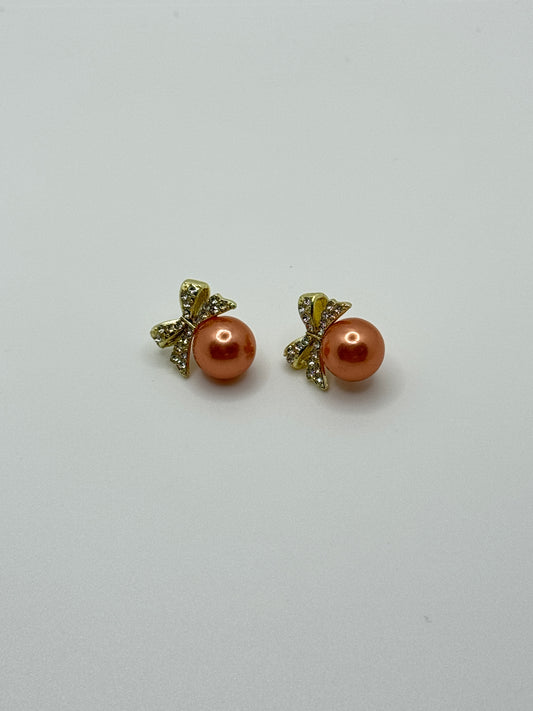 Bow and Pearl Stud Earrings