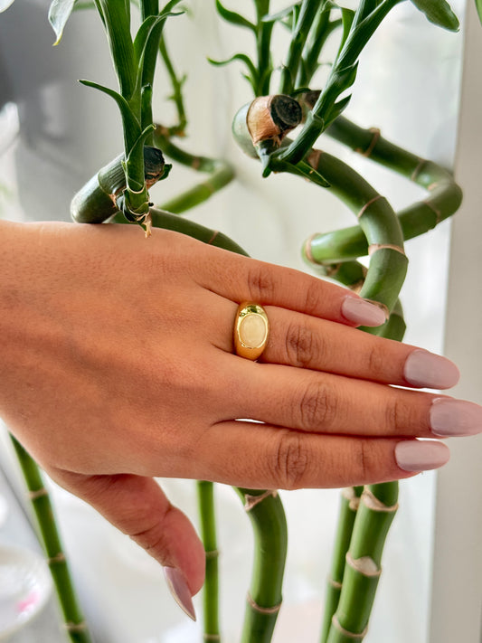 Korean anti tarnish ring with stone