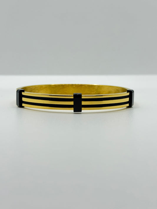 Gold and Black Striped Men Bracelet