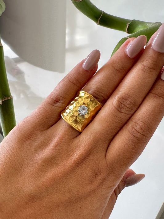Solitaire Sparkle on Gold Anti Tarnish Ring