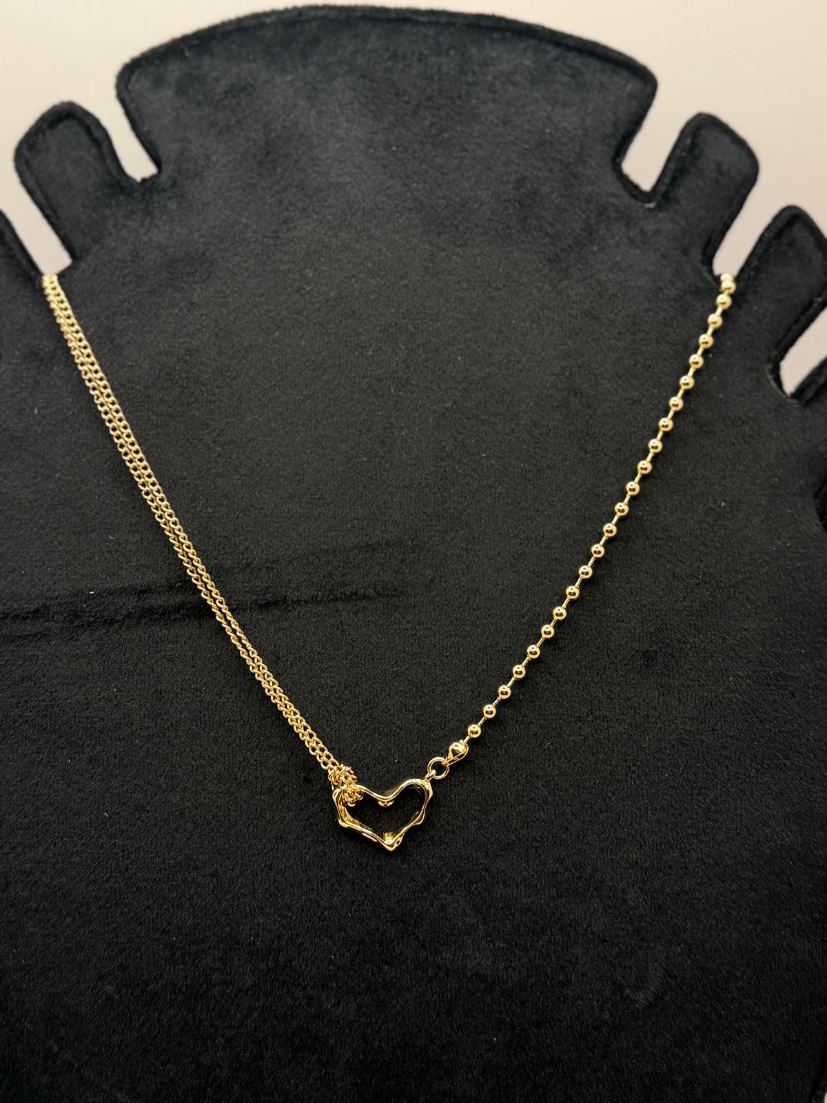 Half chain and half beads heart necklace