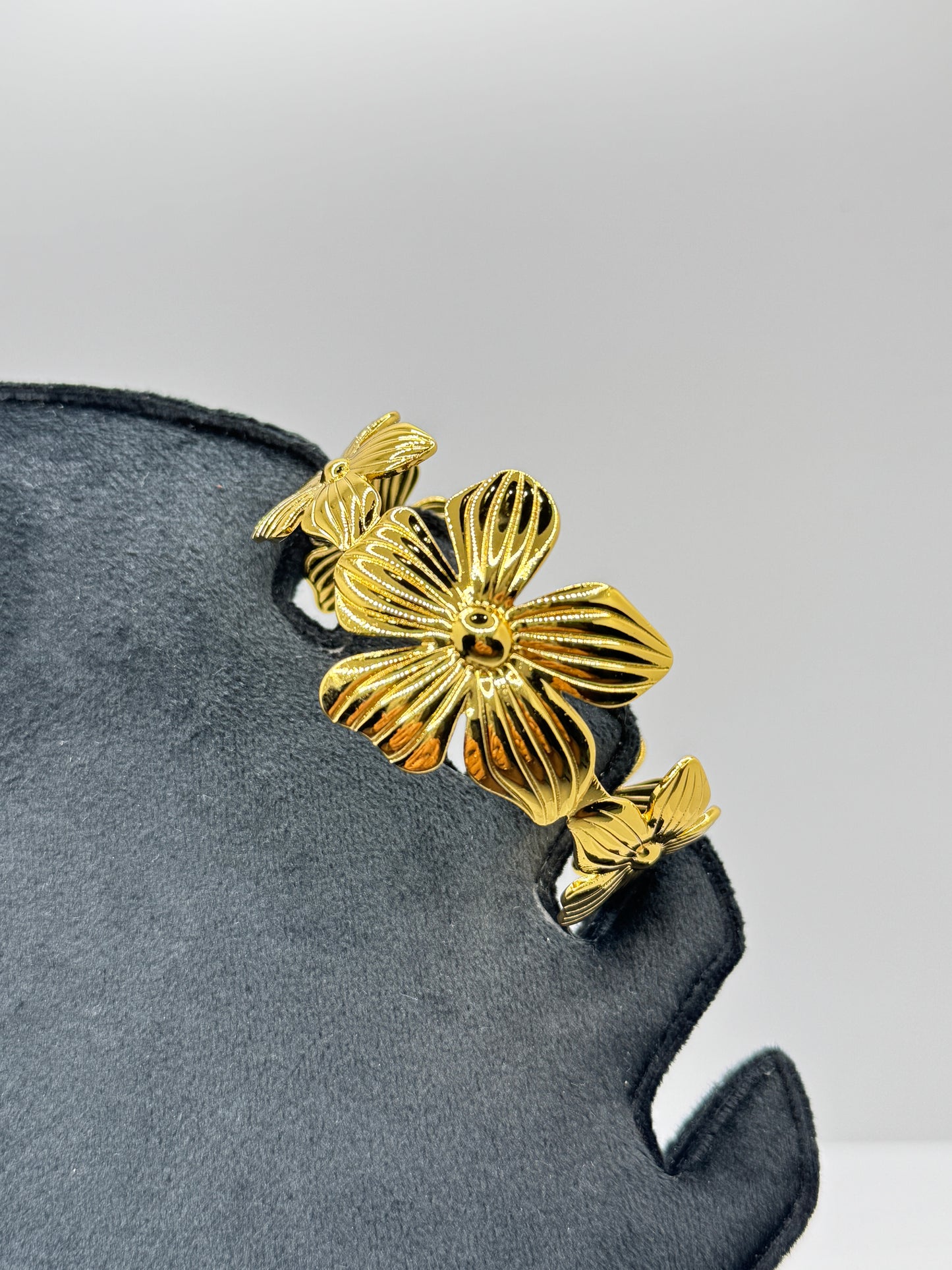 Gold Floral Design Cuff Bracelet