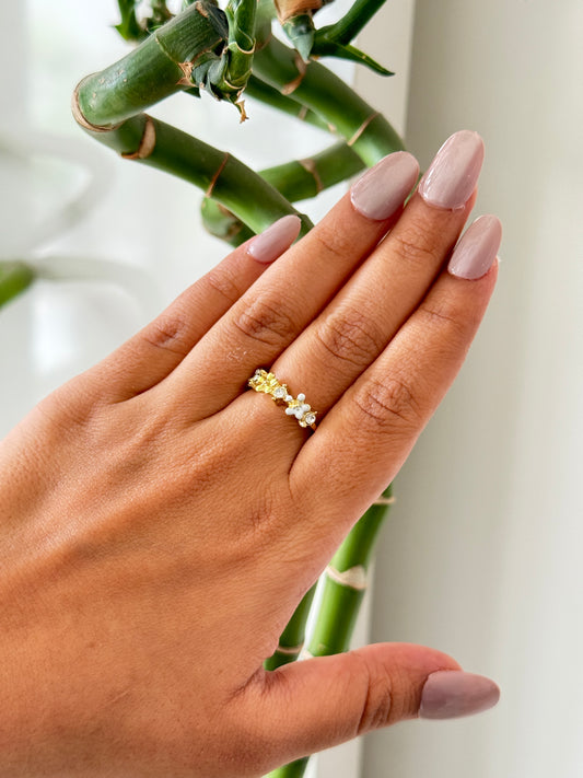 Korean anti tarnish ring in flower design