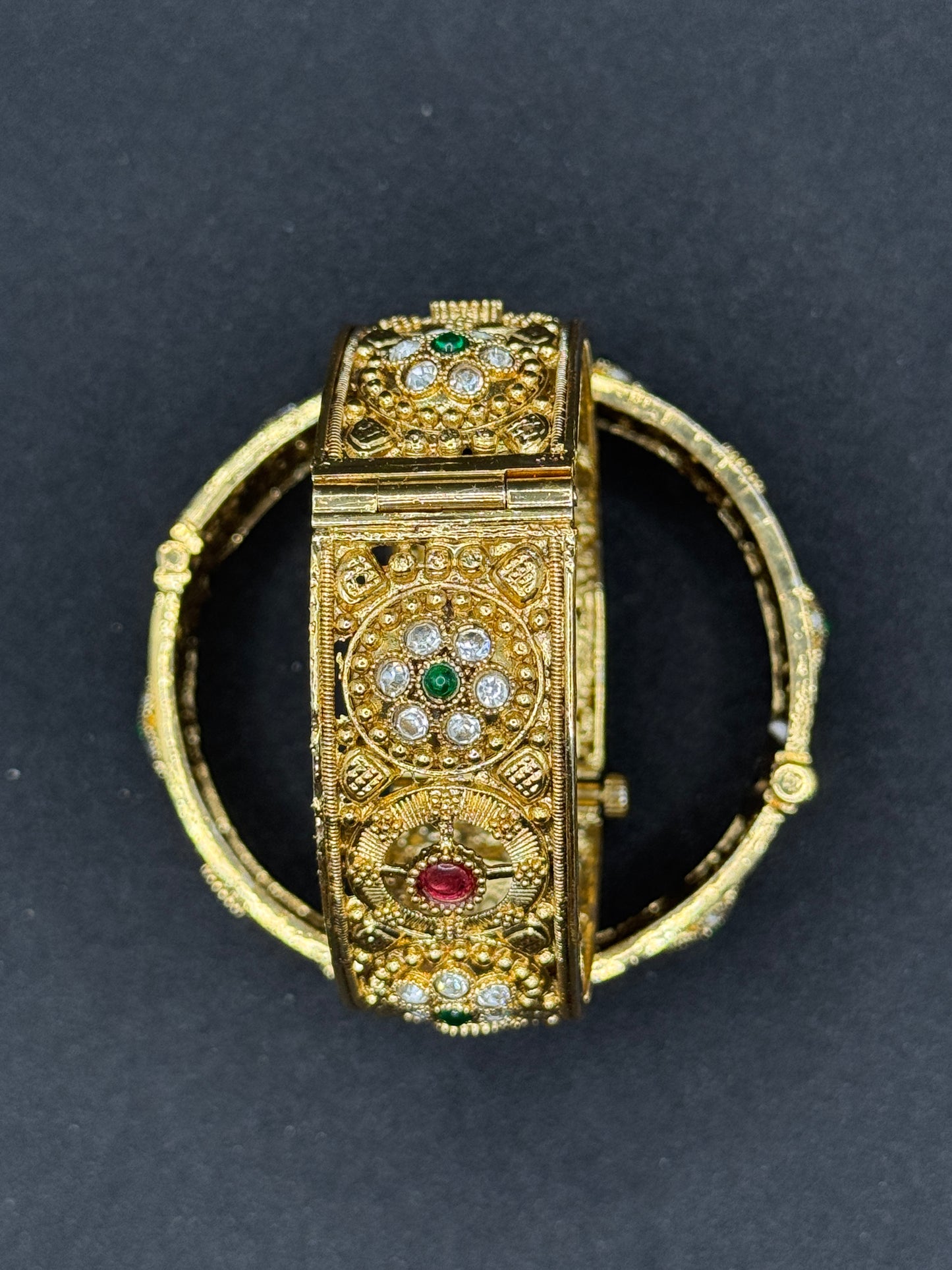 Gold Plated Polki Rajwadi Kada Bangles 2*8